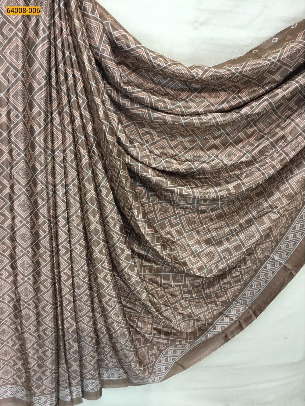 Brown Crafty Crape Silk Saree