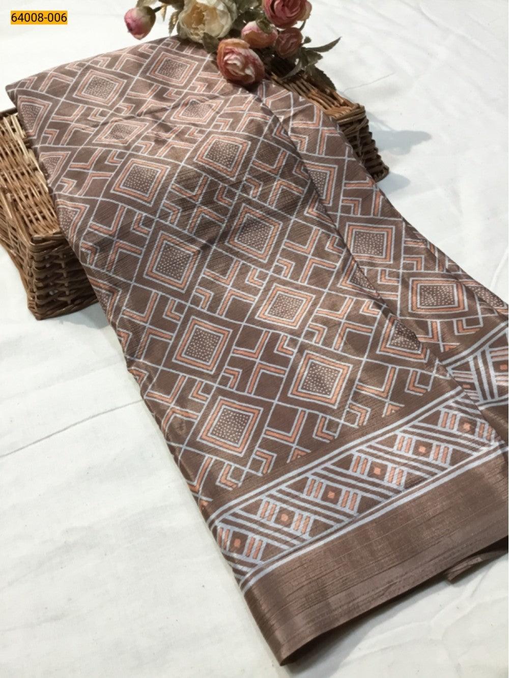 Brown Crafty Crape Silk Saree