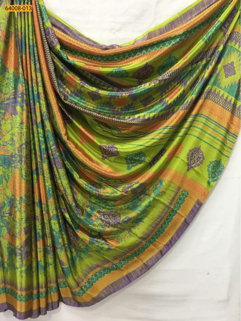 Light Green Crafty Crape Silk Saree