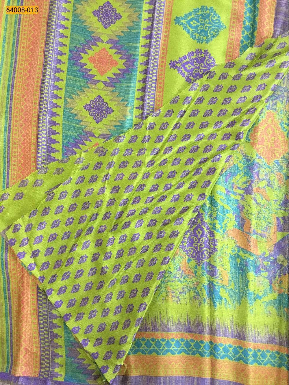 Light Green Crafty Crape Silk Saree