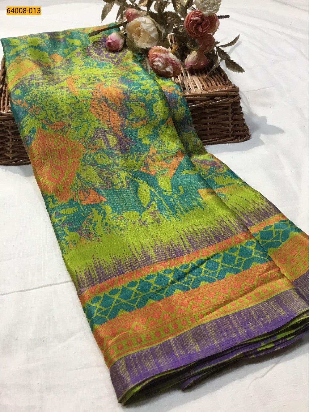 Light Green Crafty Crape Silk Saree