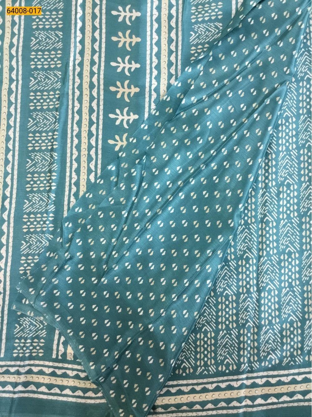 Blue Crafty Crape Silk Saree