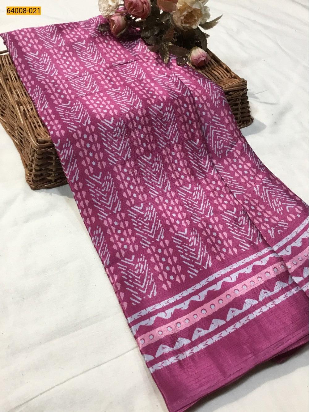 Pink  Crafty Crape Silk Saree