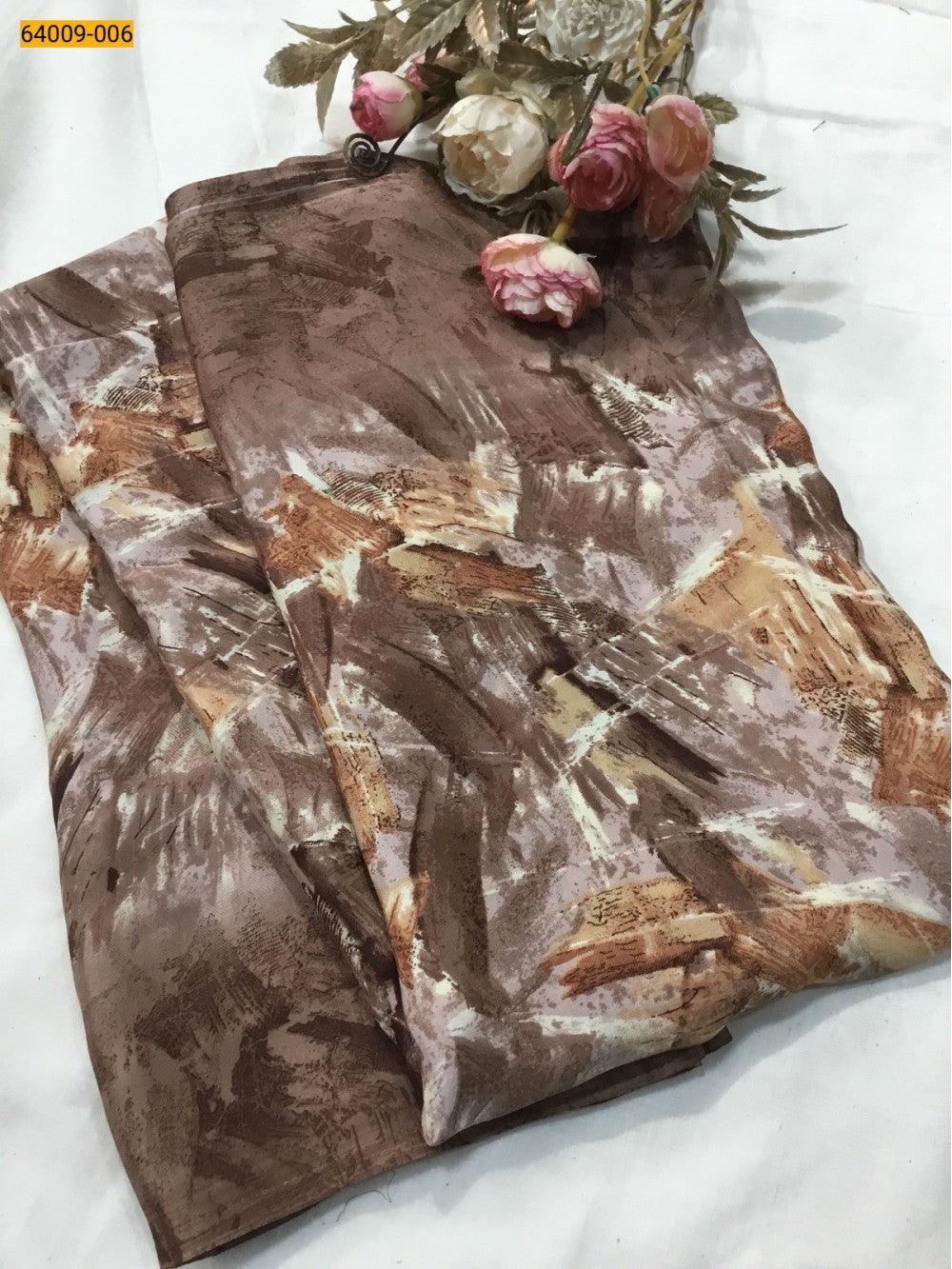 Brown Premium Crape Saree