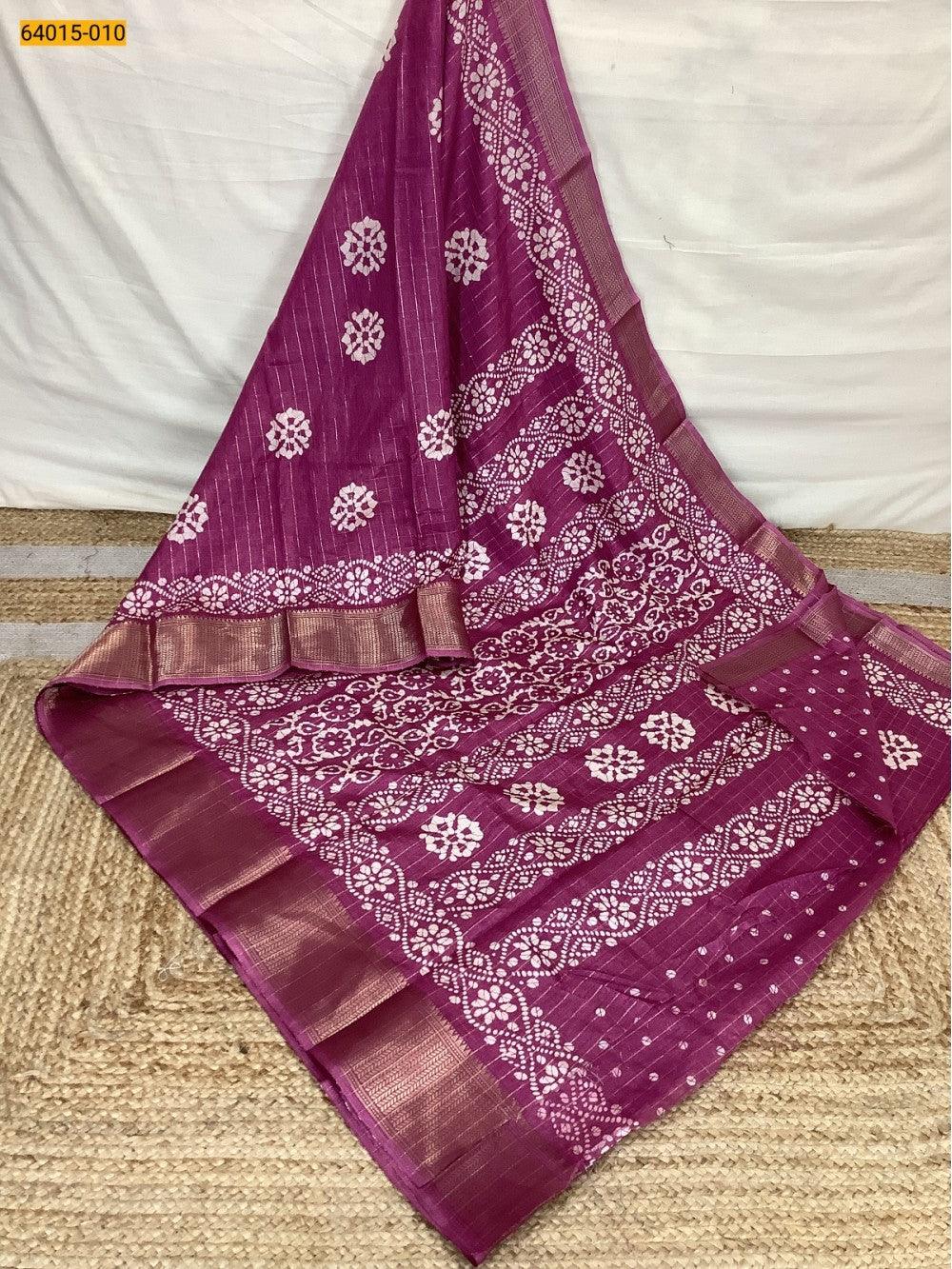 Pink Fancy Dola Printed Silk Checks Saree