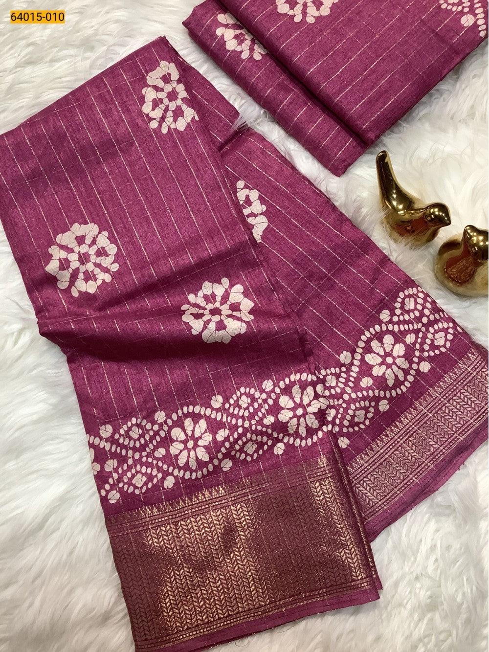 Pink Fancy Dola Printed Silk Checks Saree