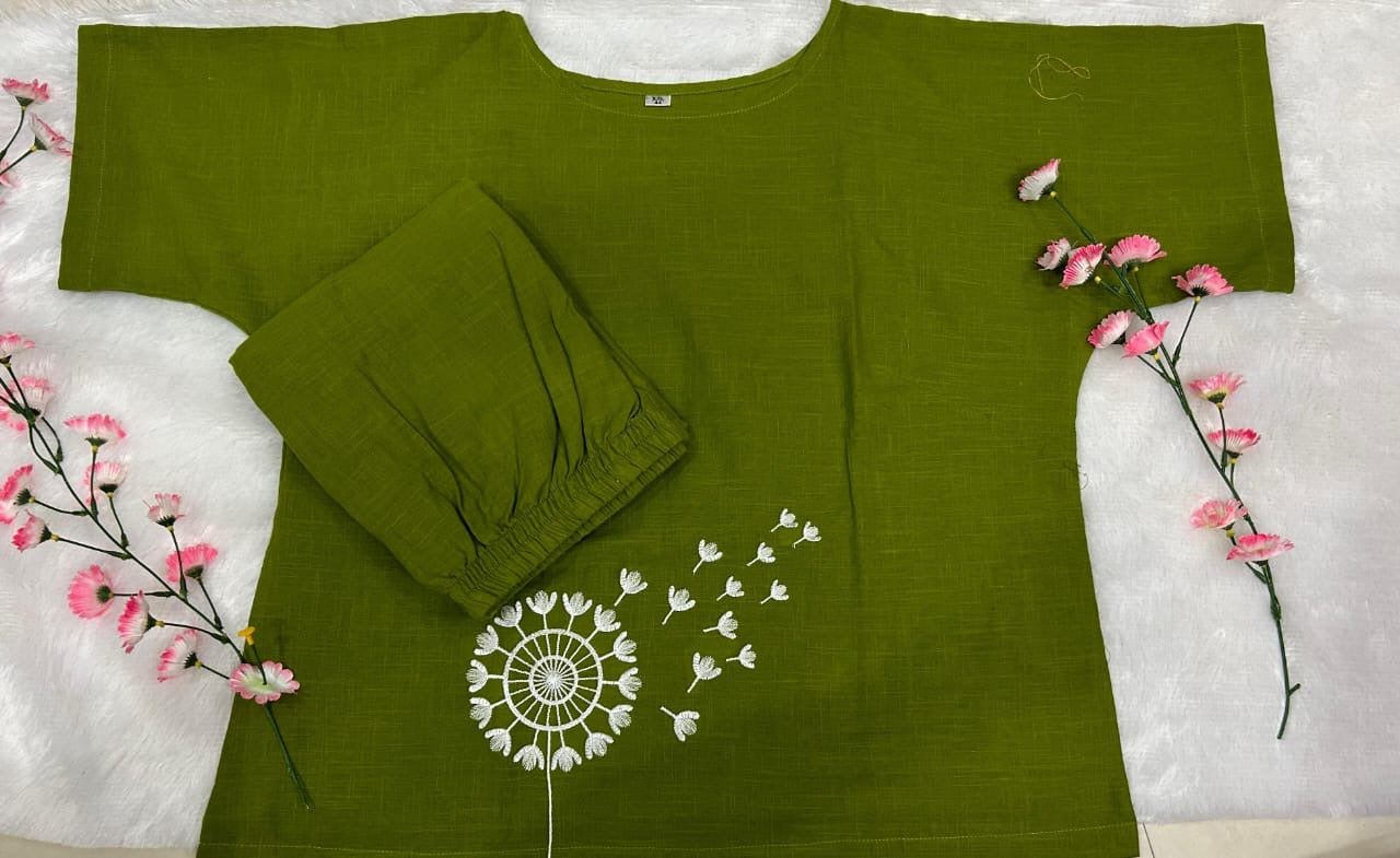 Premium Cotton Slub Top With Beautiful Embroidery Work