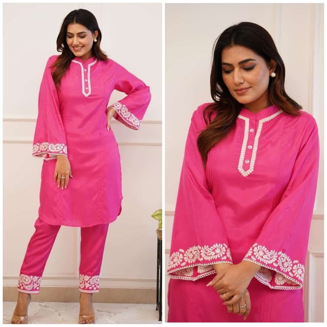 Presenting Reyon Co-ord Set With Printex Work & Embroidery