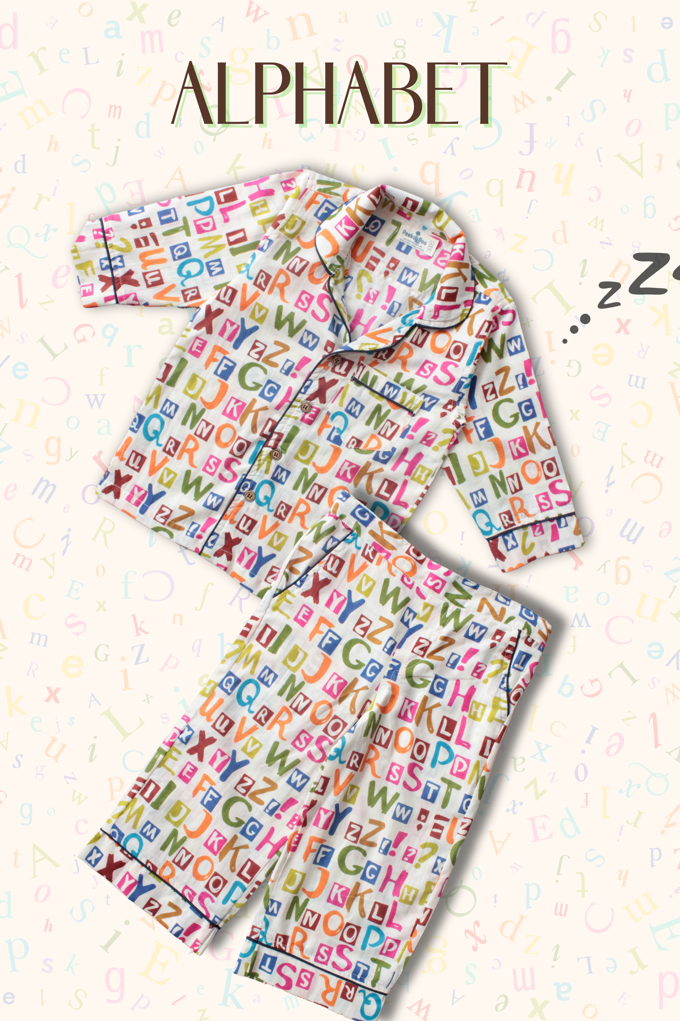 Pure Soft Cotton Printed Night Suit - Alphabet