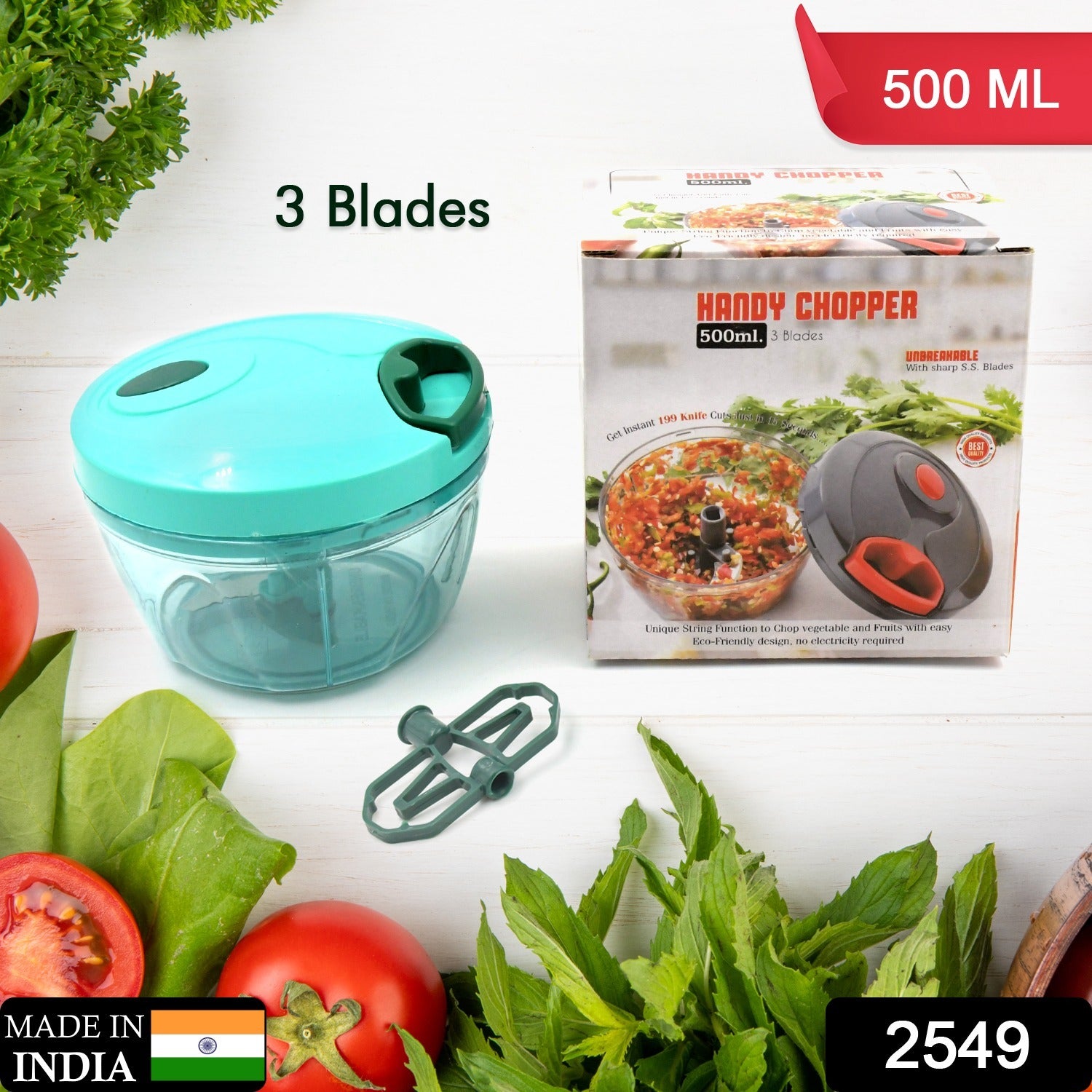 2549 Manual Food Chopper Compact Powerful Hand Held Vegetable Chopper Blender