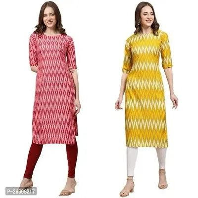 Stylish Multicoloured Crepe Printed Stitched Kurti For Women, Pack Of 2 – Trendy Ethnic Wear