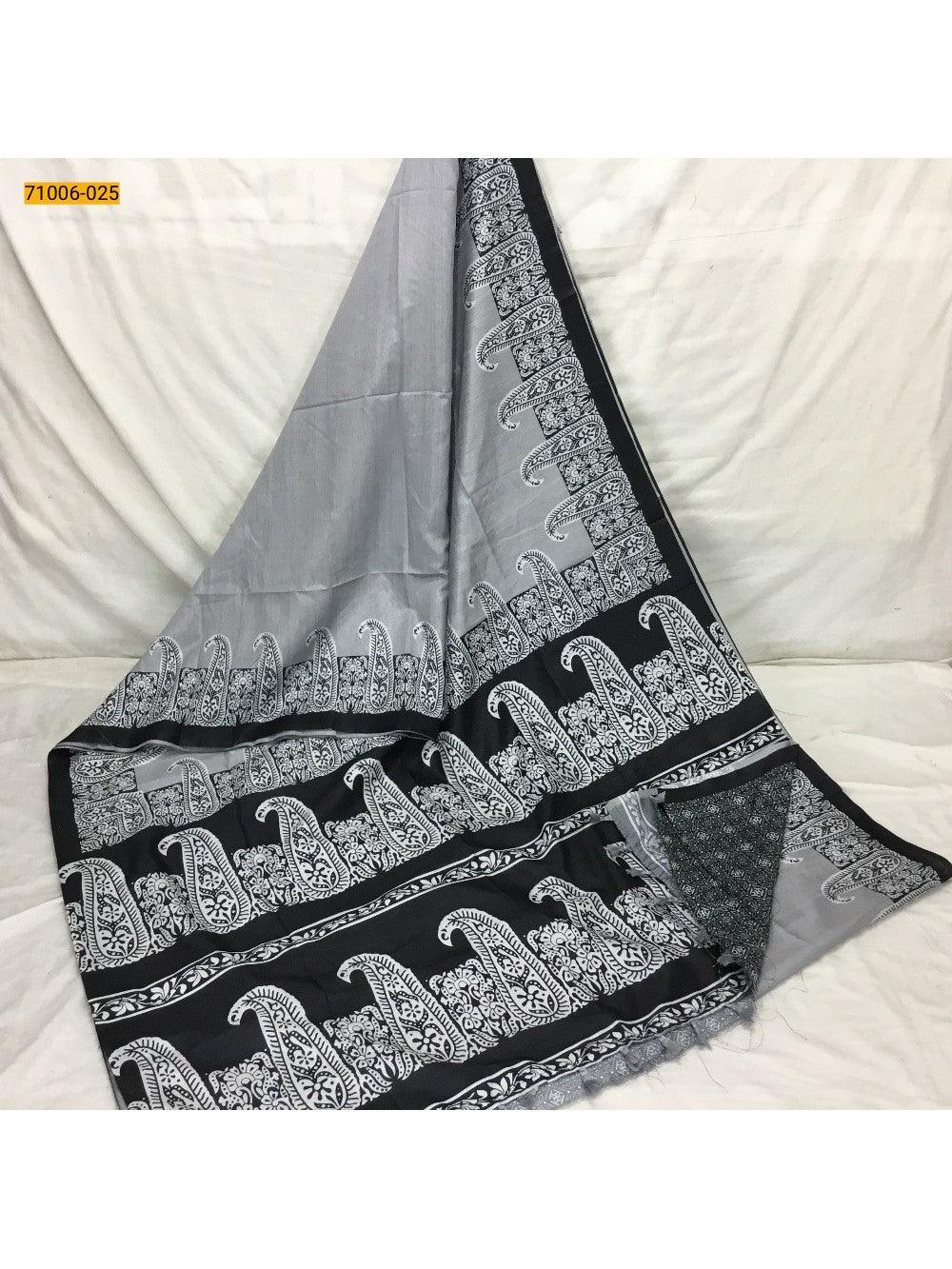 Metallic Gray Kalamkari Soft Linen Silk Saree