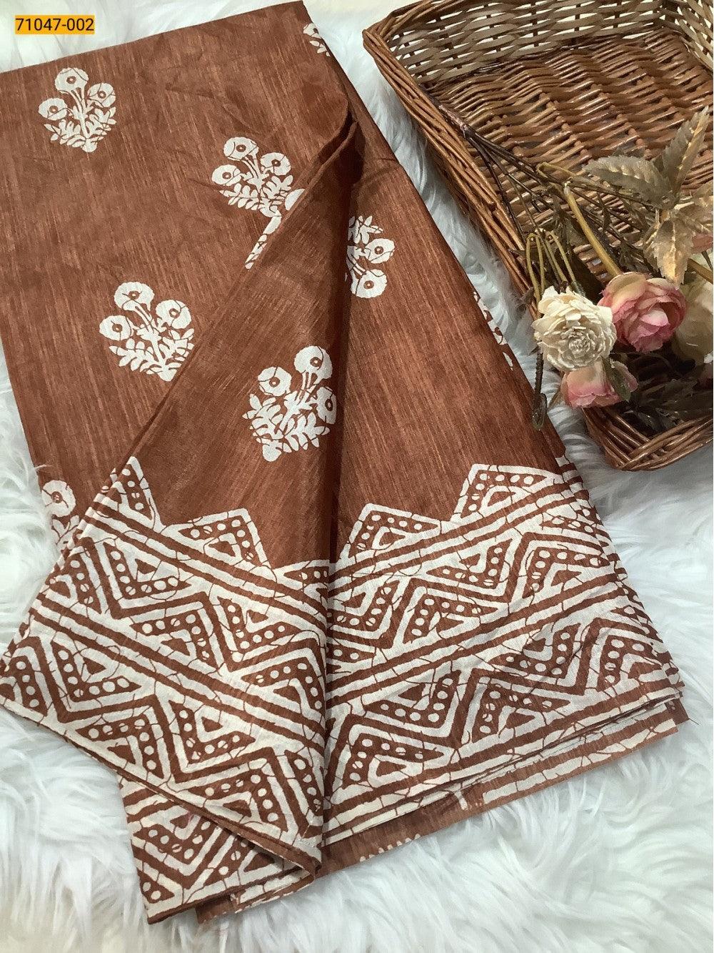 Brown Crafty Silk Saree