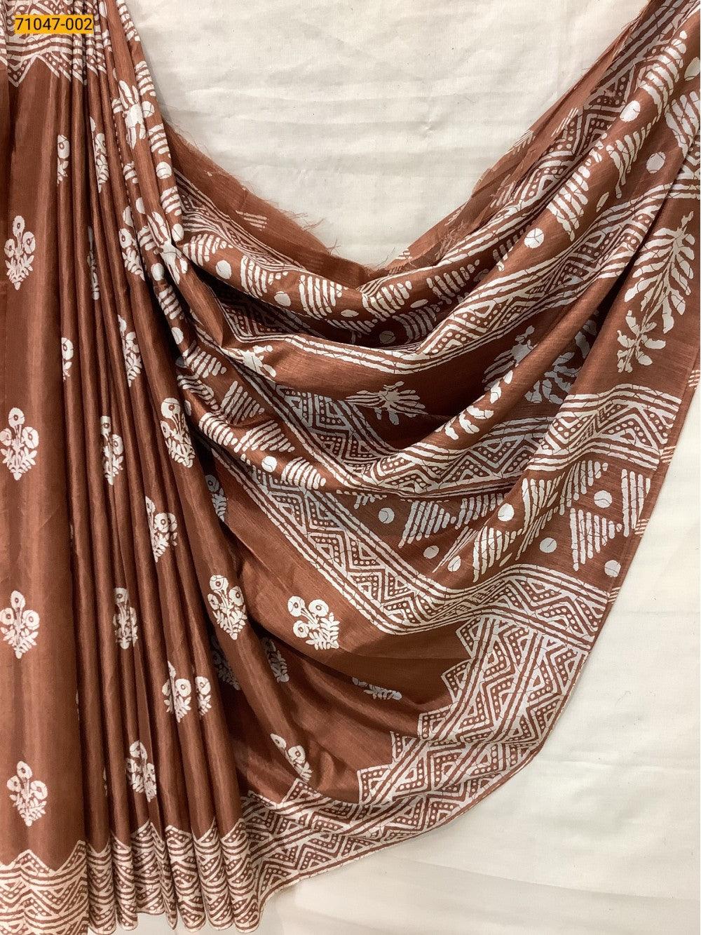 Brown Crafty Silk Saree