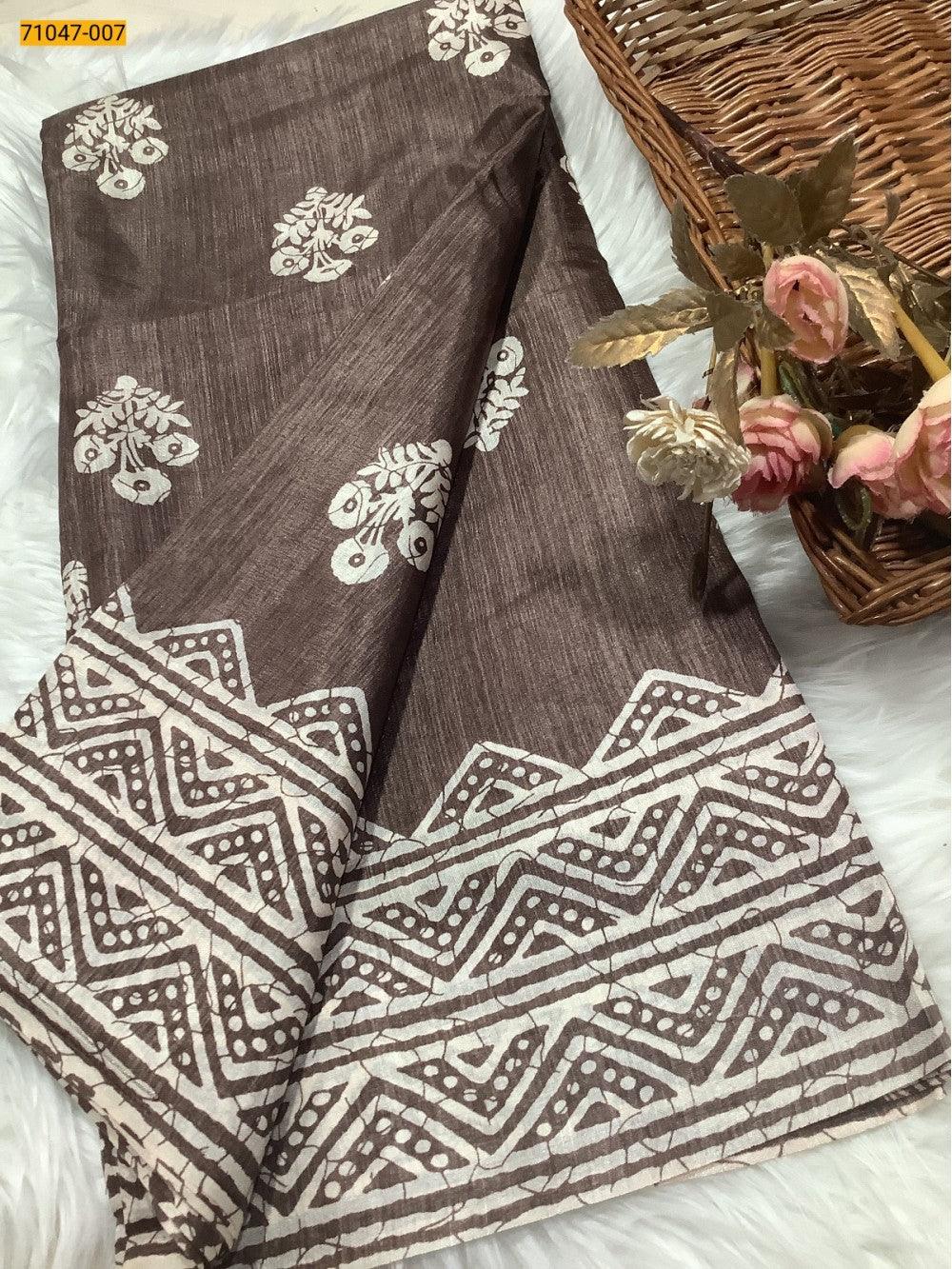 Brown Crafty Silk Saree