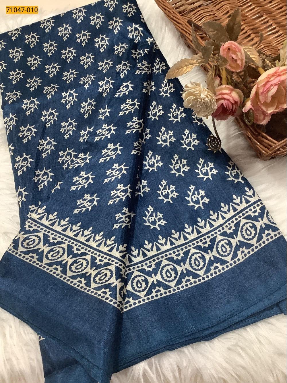 Blue Crafty Silk Saree