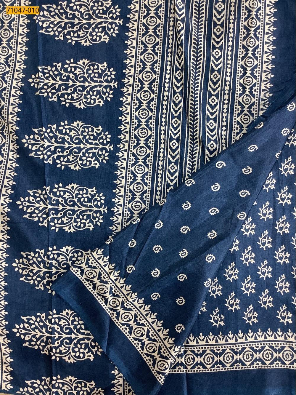 Blue Crafty Silk Saree