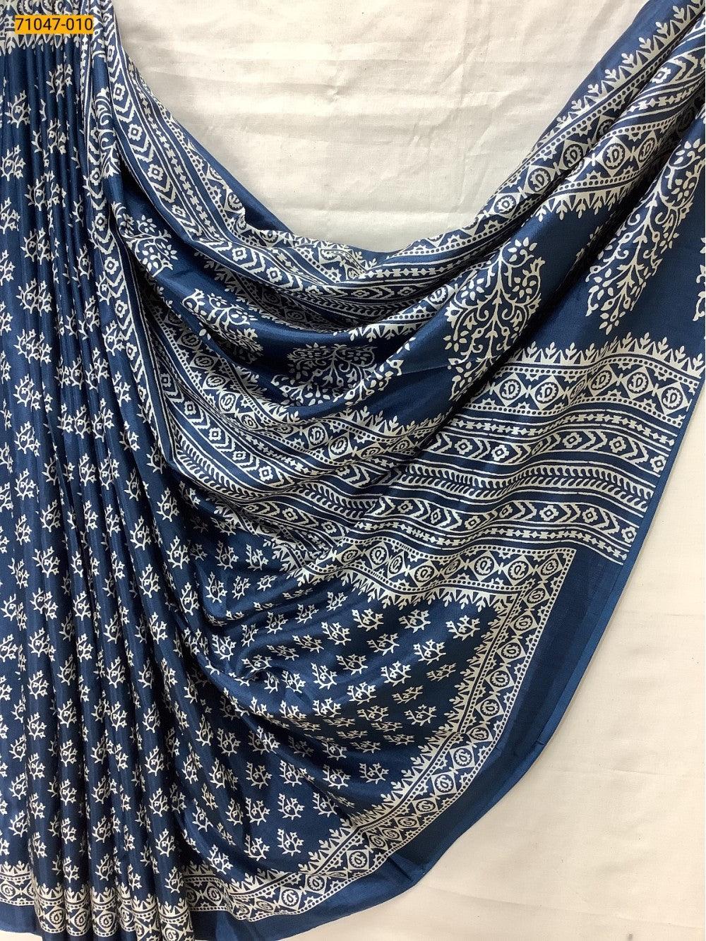 Blue Crafty Silk Saree