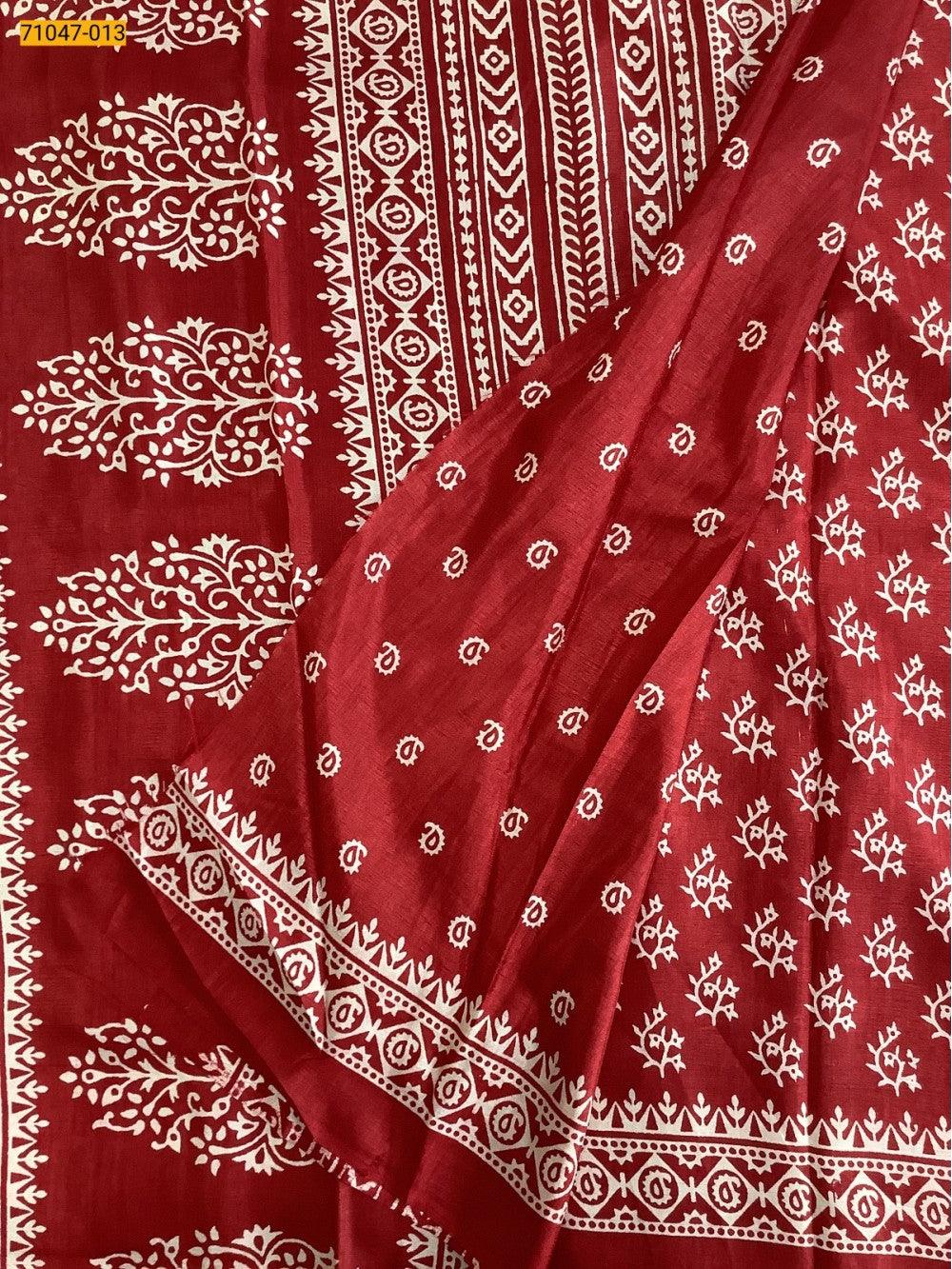 Red Crafty Silk Saree