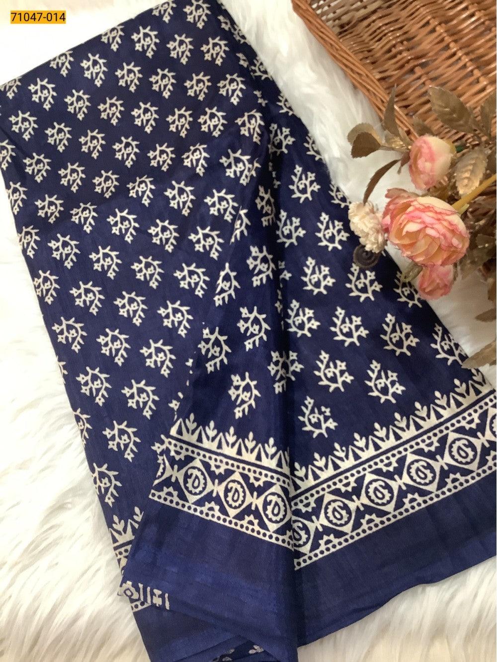 Blue Crafty Silk Saree