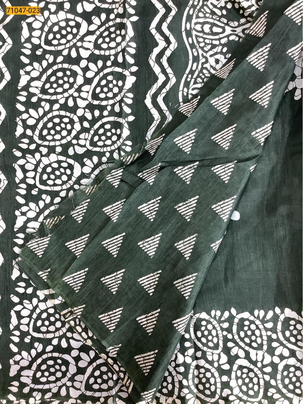 Olive Green  Crafty Silk Saree