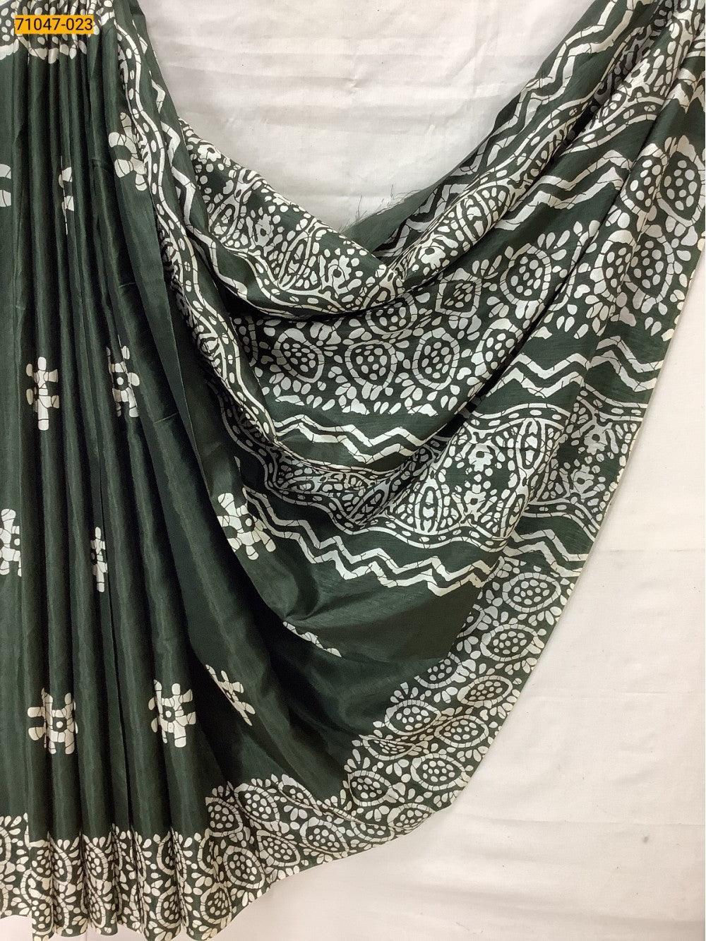 Olive Green  Crafty Silk Saree