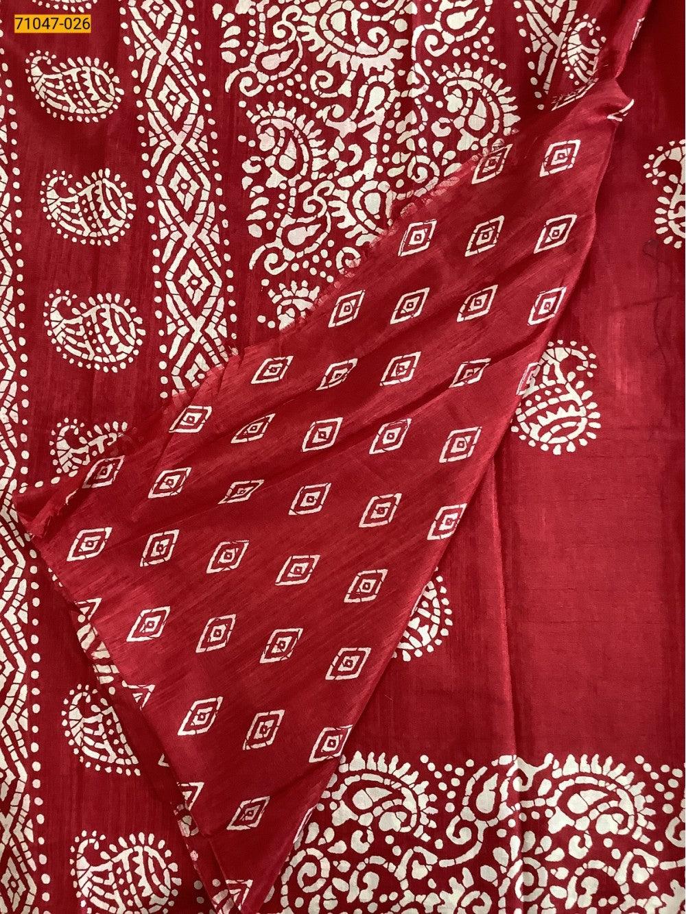 Red Crafty Silk Saree