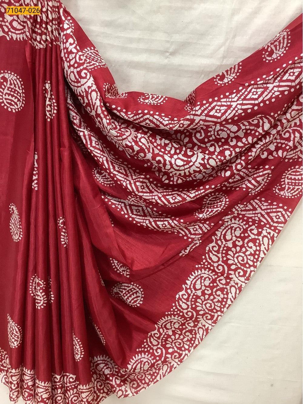 Red Crafty Silk Saree