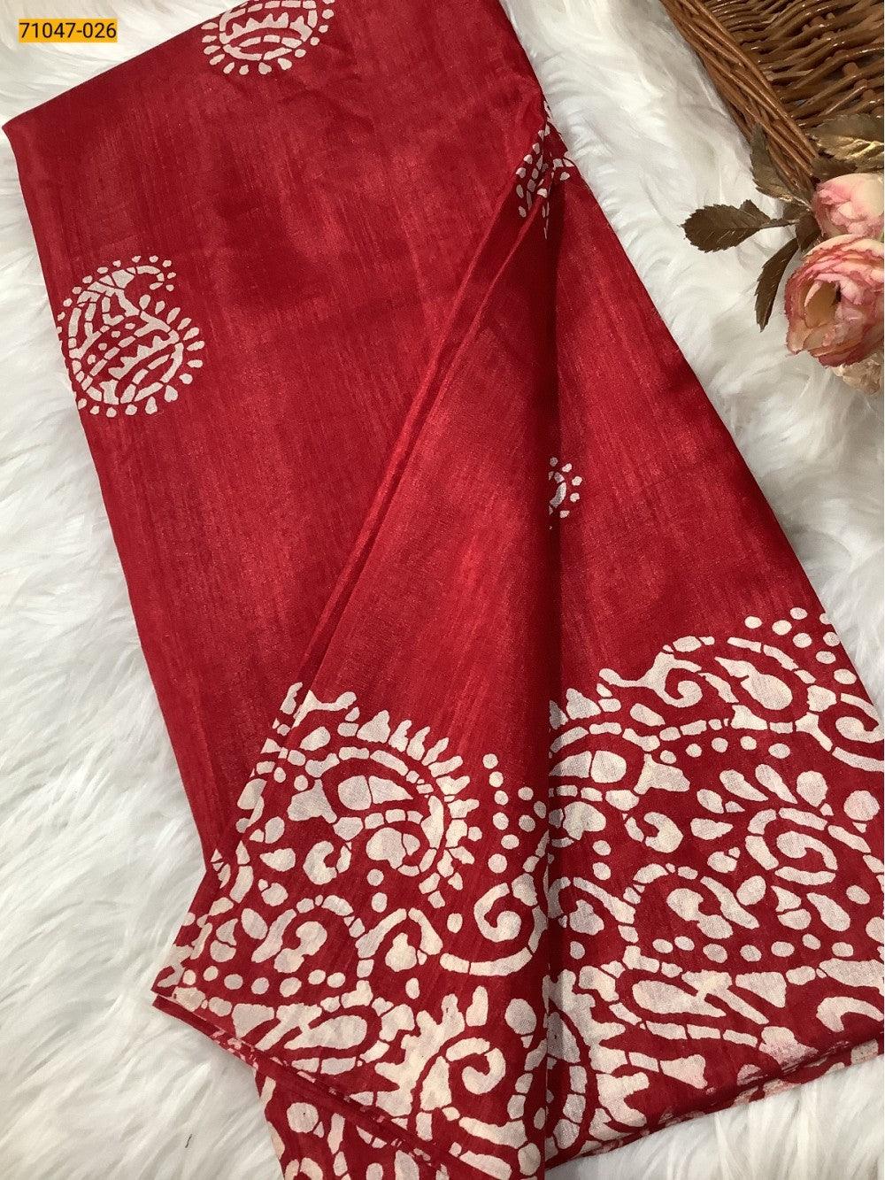 Red Crafty Silk Saree