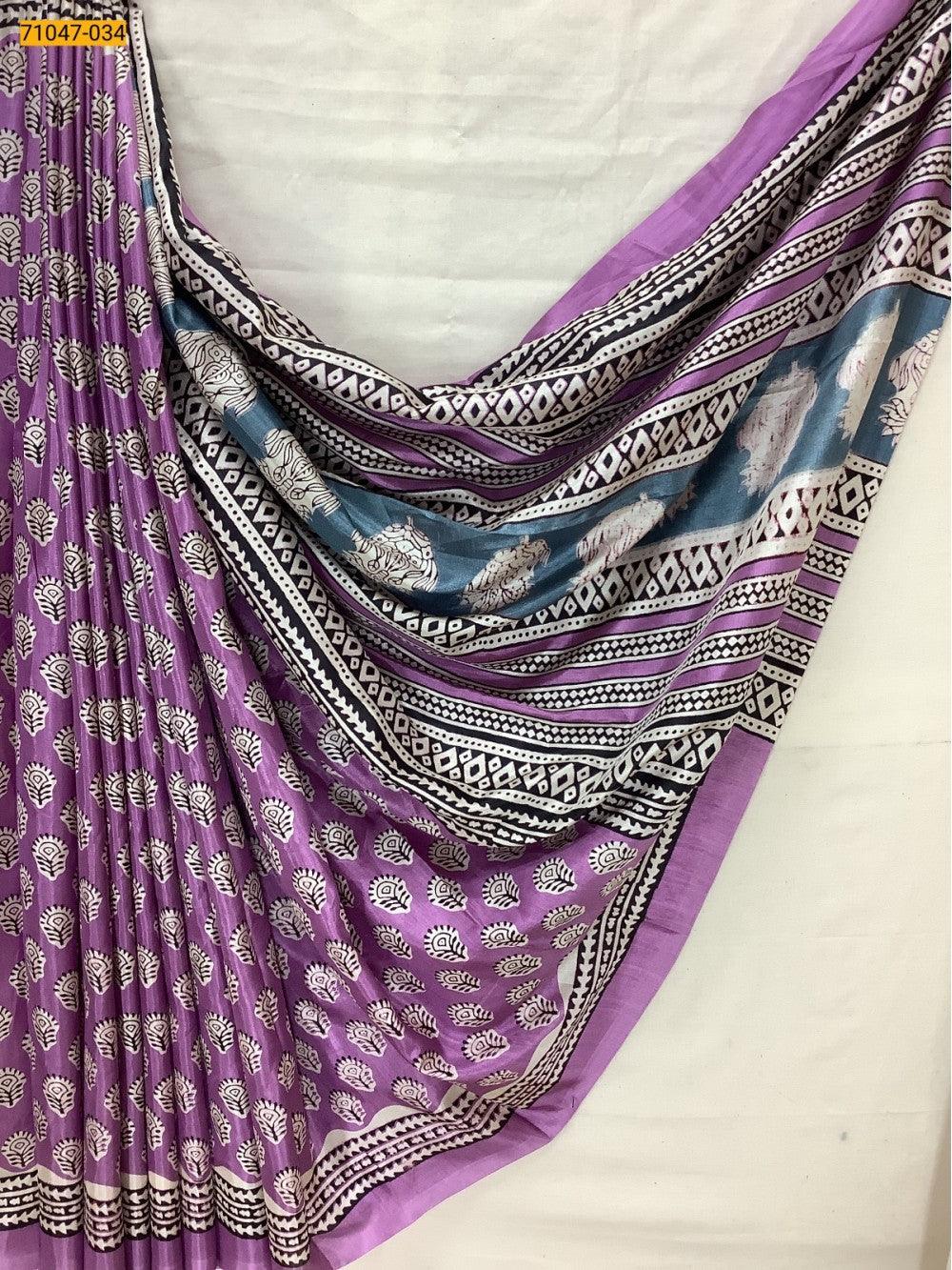 Lavender Crafty Silk Saree