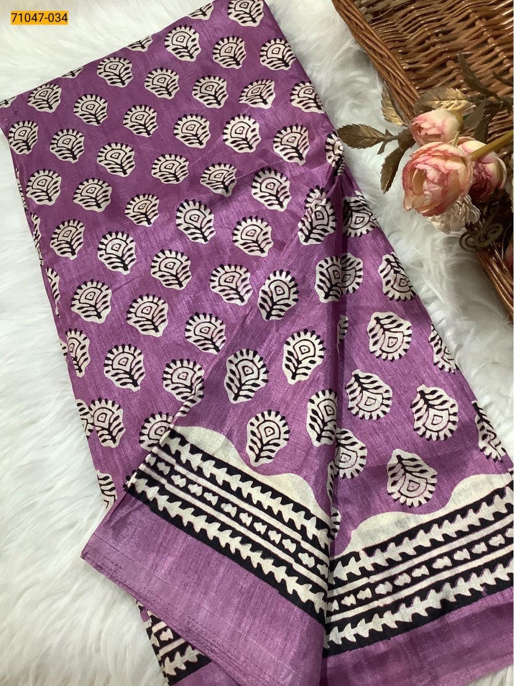 Lavender Crafty Silk Saree