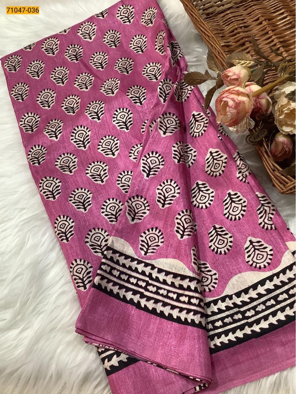 Pink Crafty Silk Saree