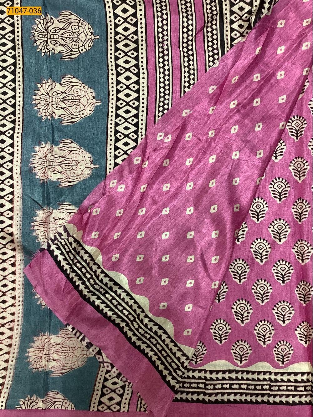 Pink Crafty Silk Saree