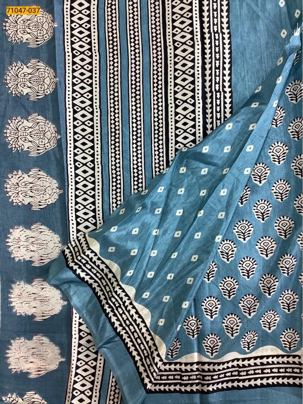 Sky Blue Crafty Silk Saree