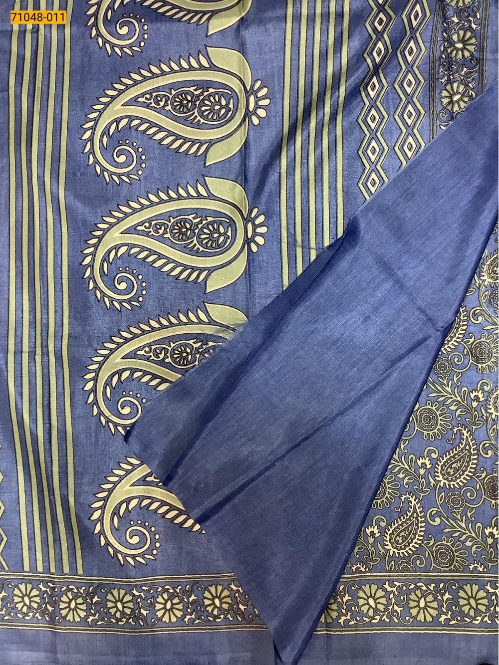 Blue Fancy Dola Silk Saree