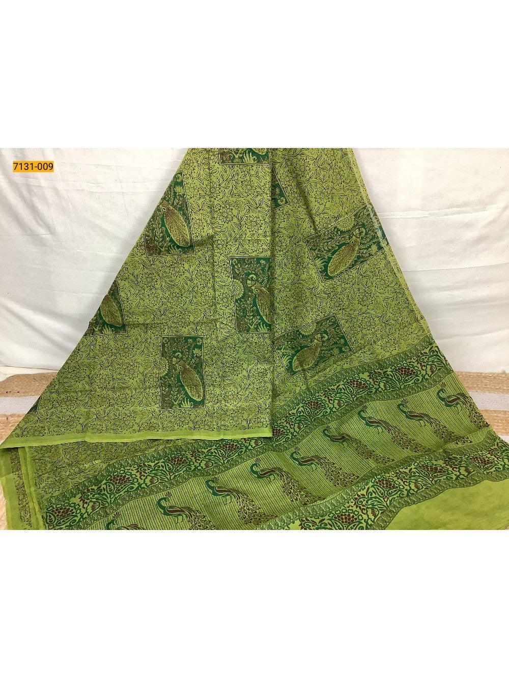 Light Green Printed Cotton Saree