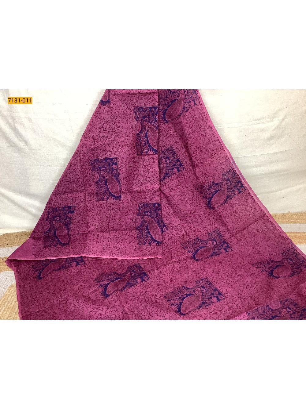 Pink Printed Cotton Saree