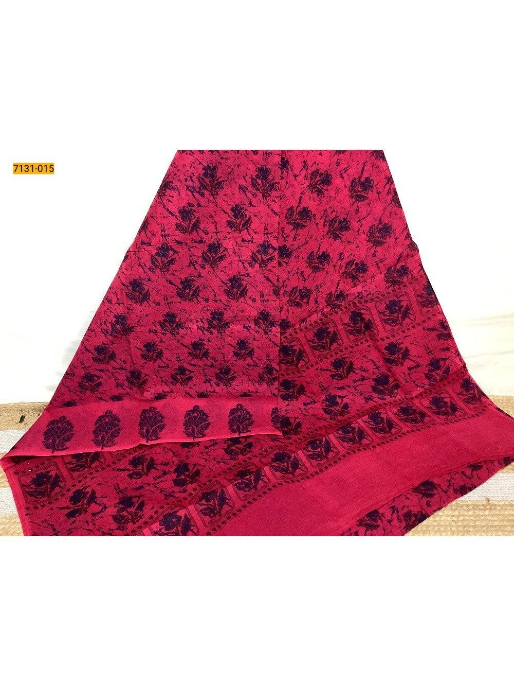 Dark Rose Printed Cotton Saree