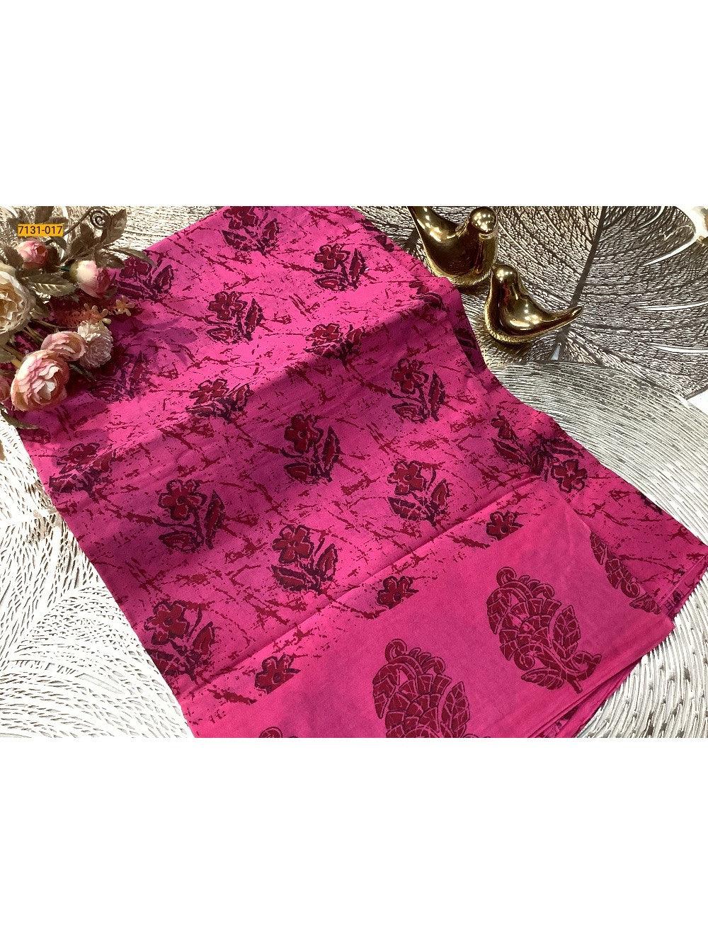 Pink Printed Cotton Saree