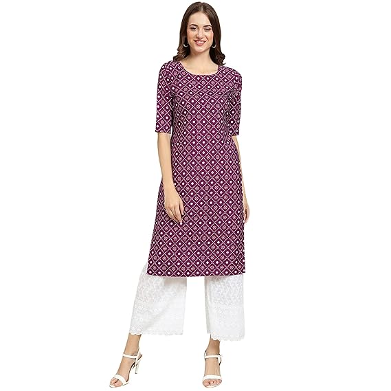 Elegant maroon Printed Crepe Kurtis with intricate prints for women