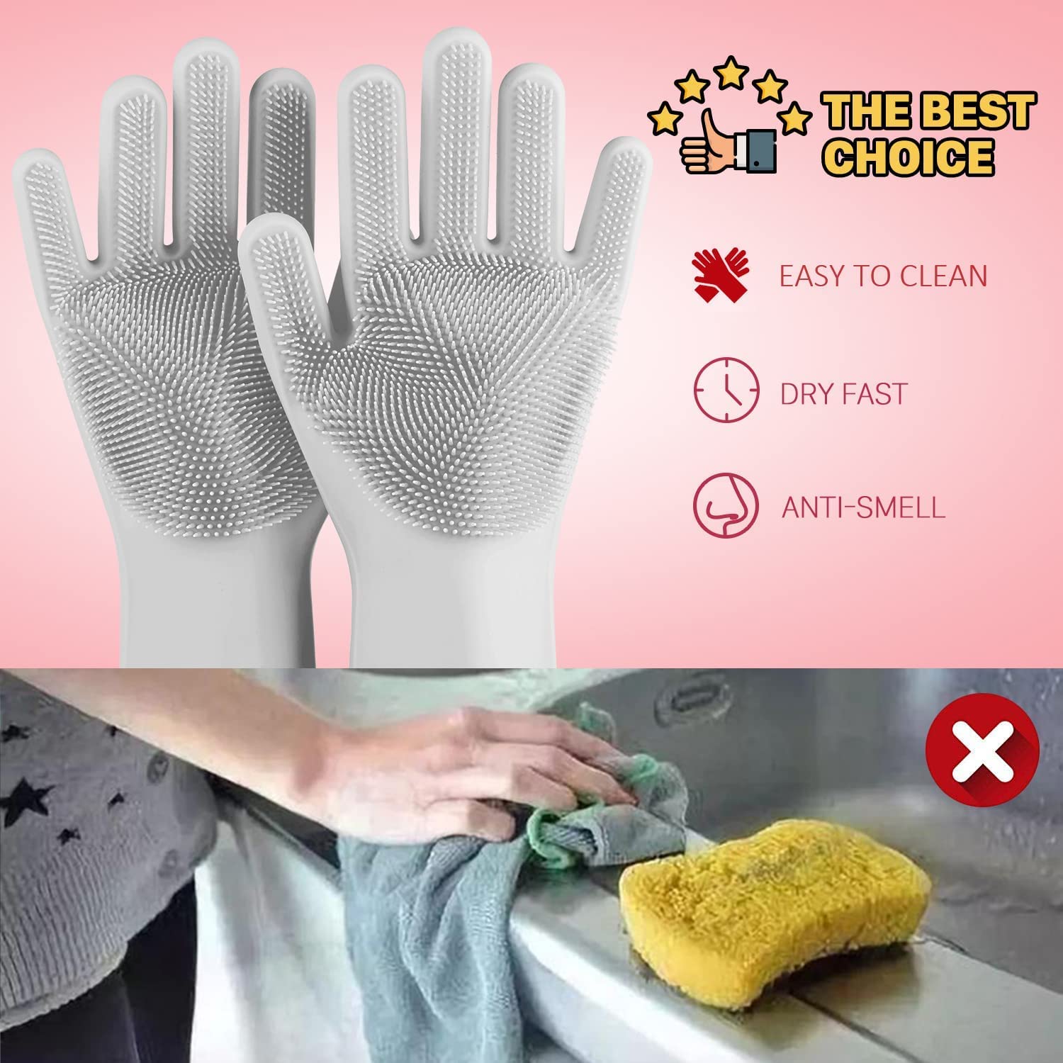 Hand Gloves For Dish Washing, Gloves For Washing Utensils, Kitchen Gloves (1 Pair, Assorted)