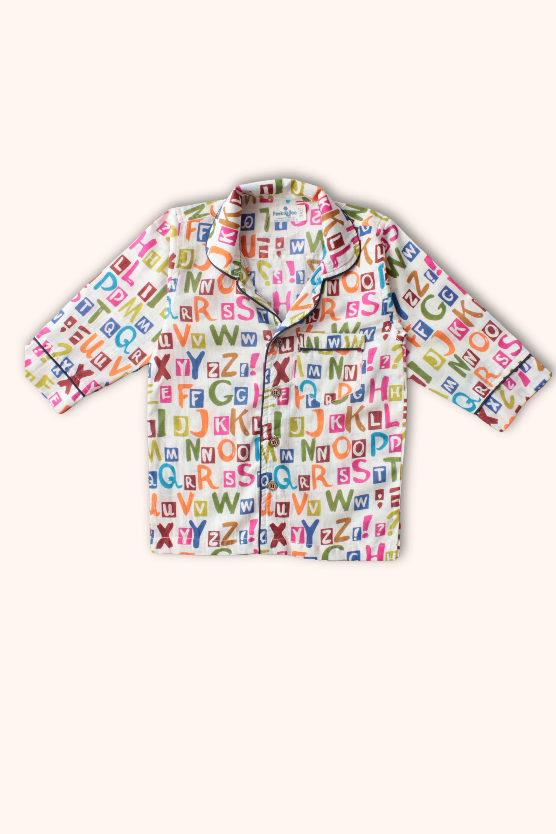 Pure Soft Cotton Printed Night Suit - Alphabet