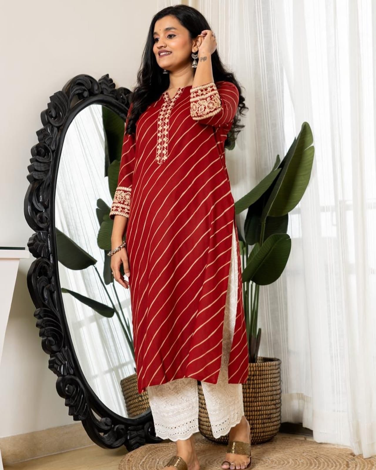 Premium Heavy Cotton Full Printer Dress With Beautiful Embroidery