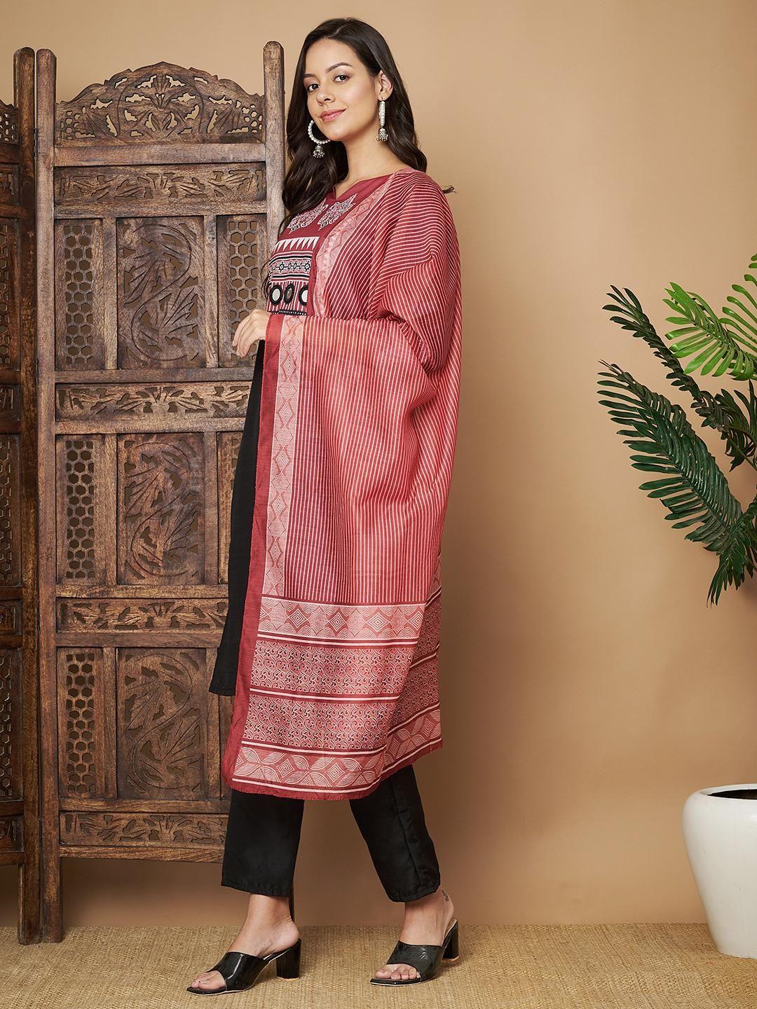 Women Printed Straight Kurta pant & Dupatta Set - TREND BUY