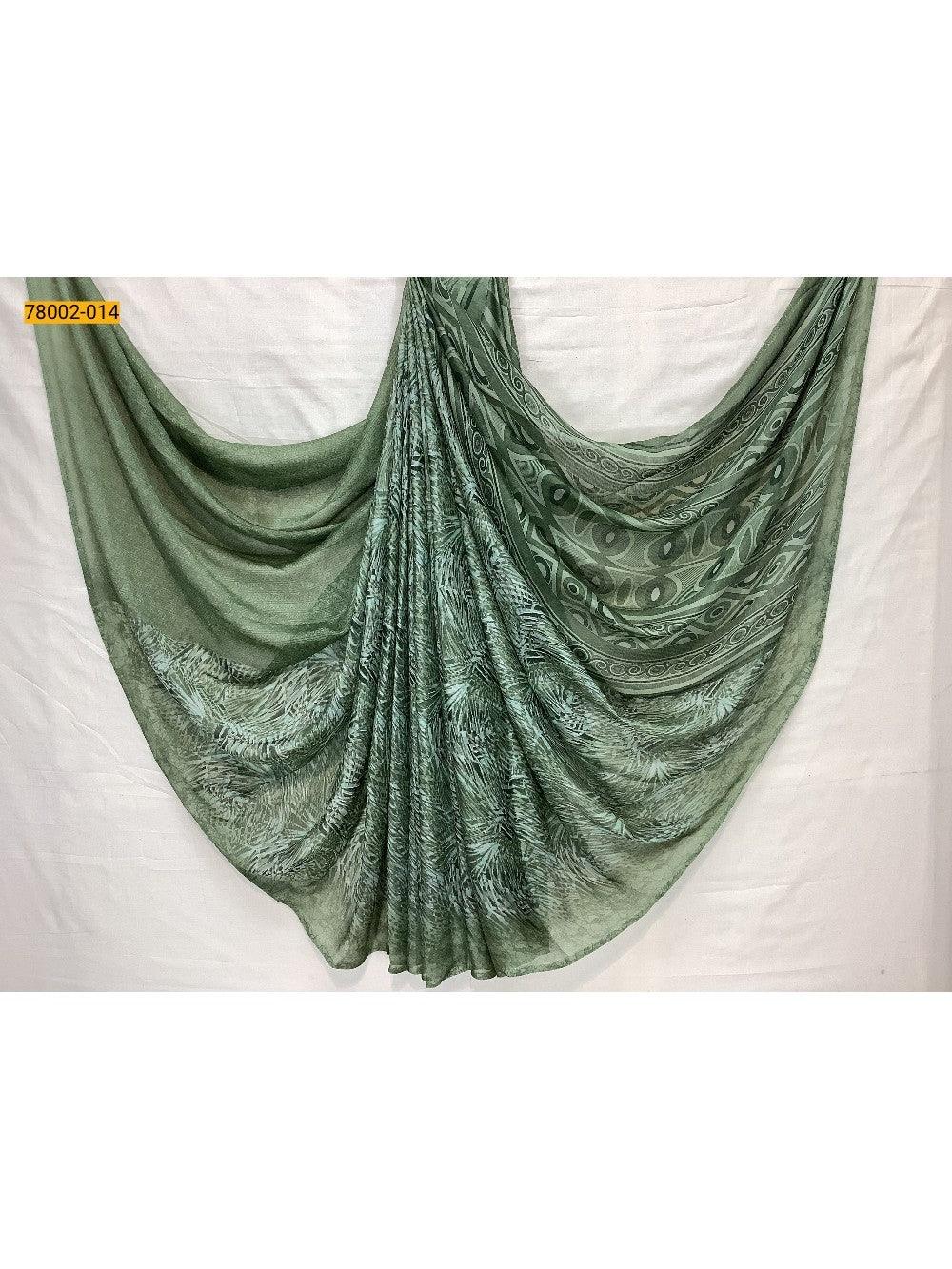 Green Metallic Garden Chiffon Sarees