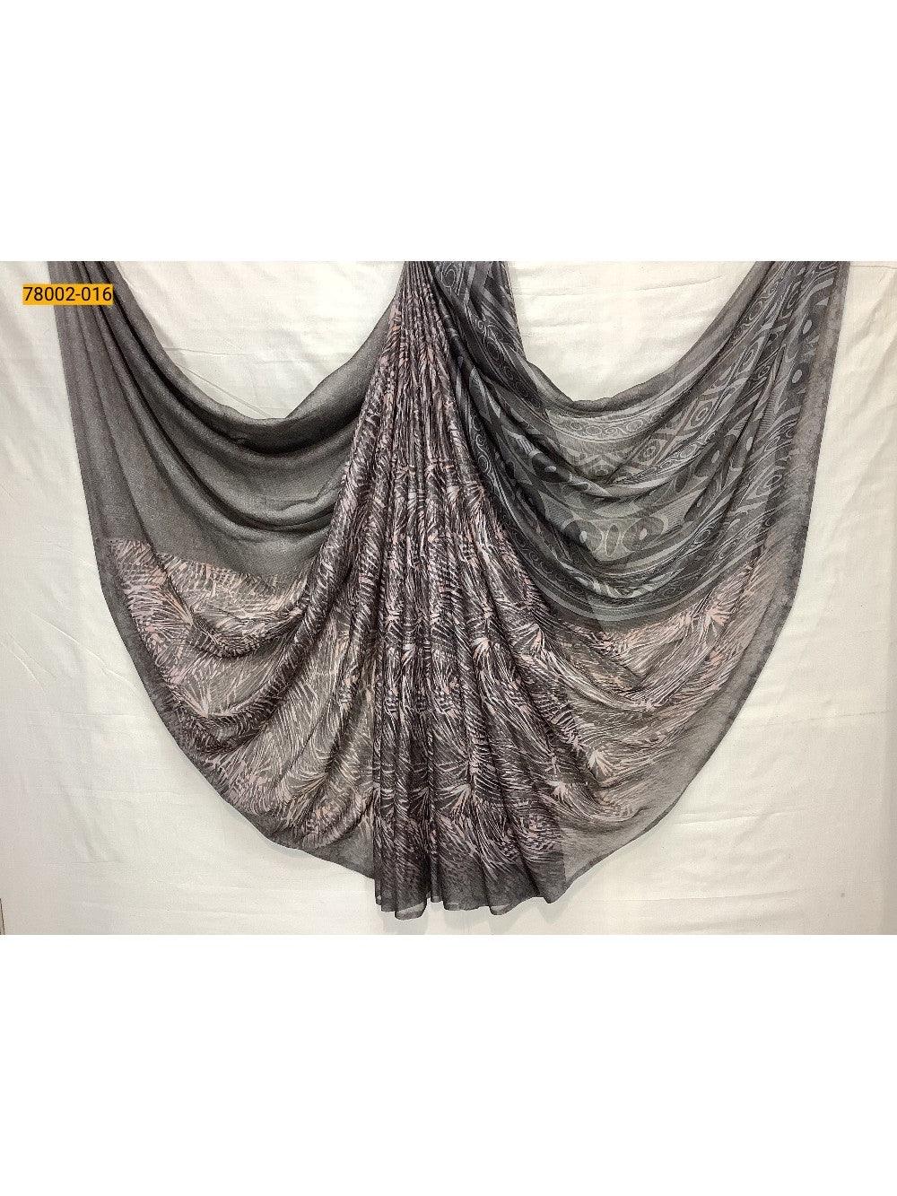 Brown Metallic Garden Chiffon Sarees