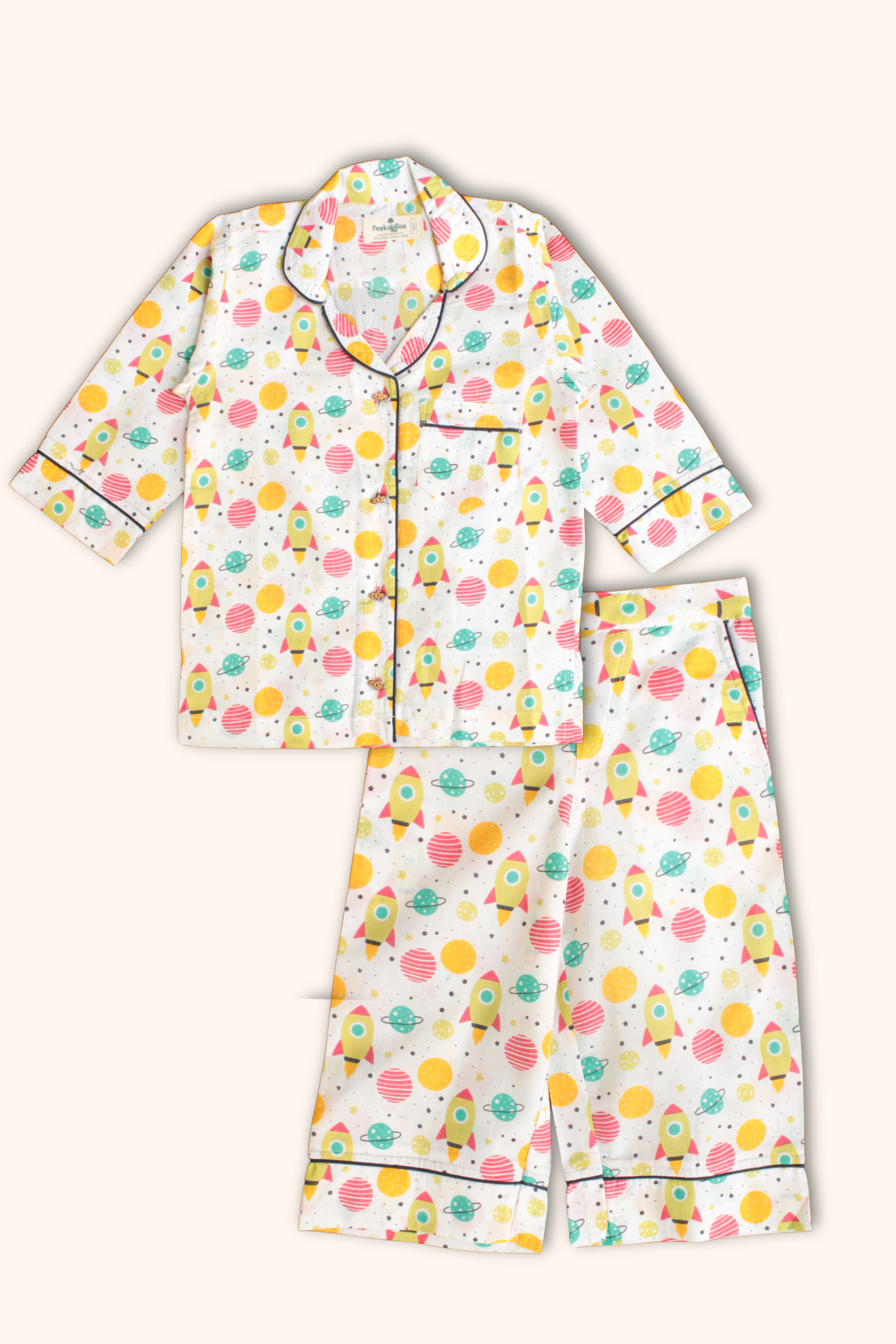 Pure Soft Cotton Printed Night Suit - Spaceship