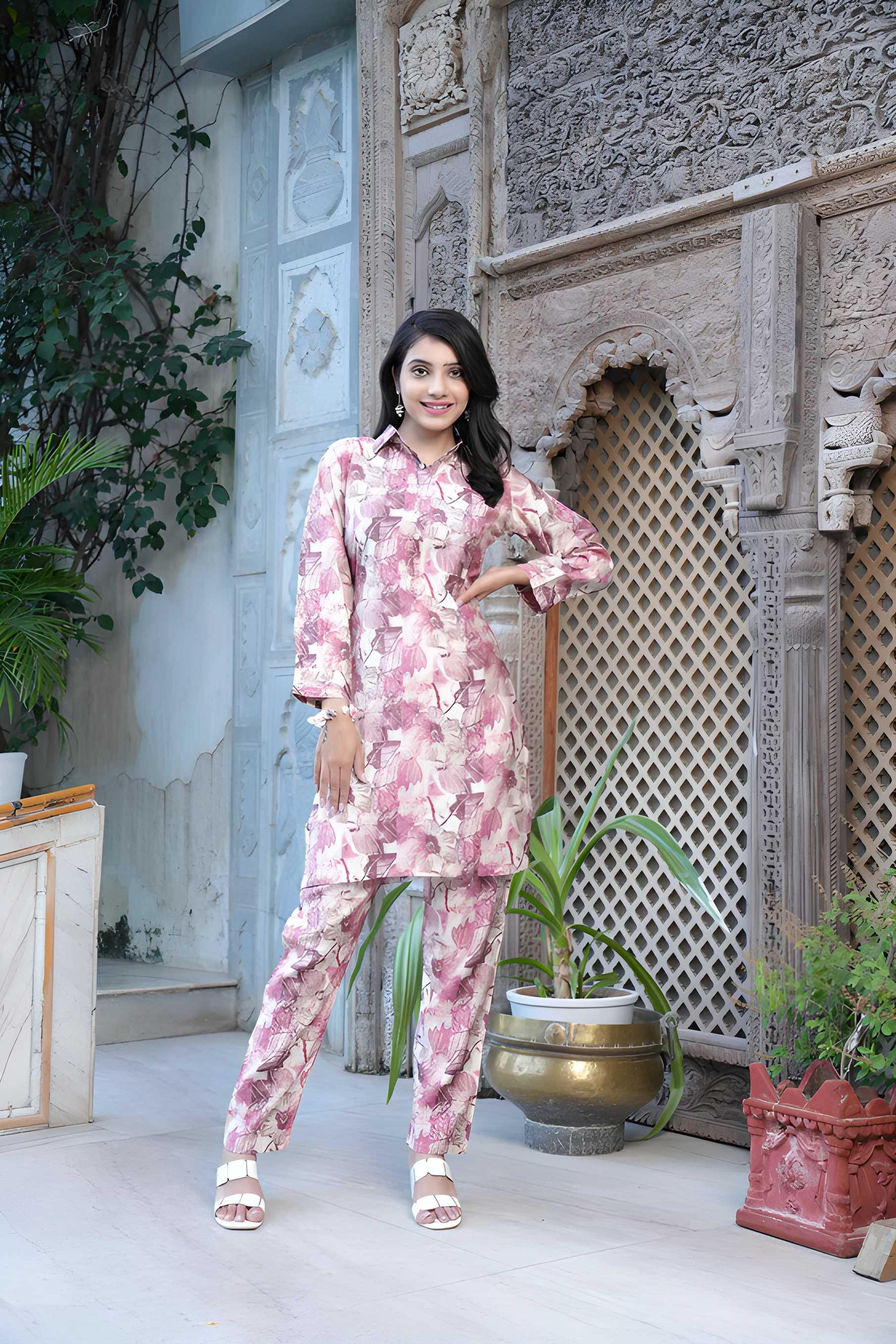 Stylish Cotton Floral Print Full Sleeves Co-Ord Set for Women - TREND BUY