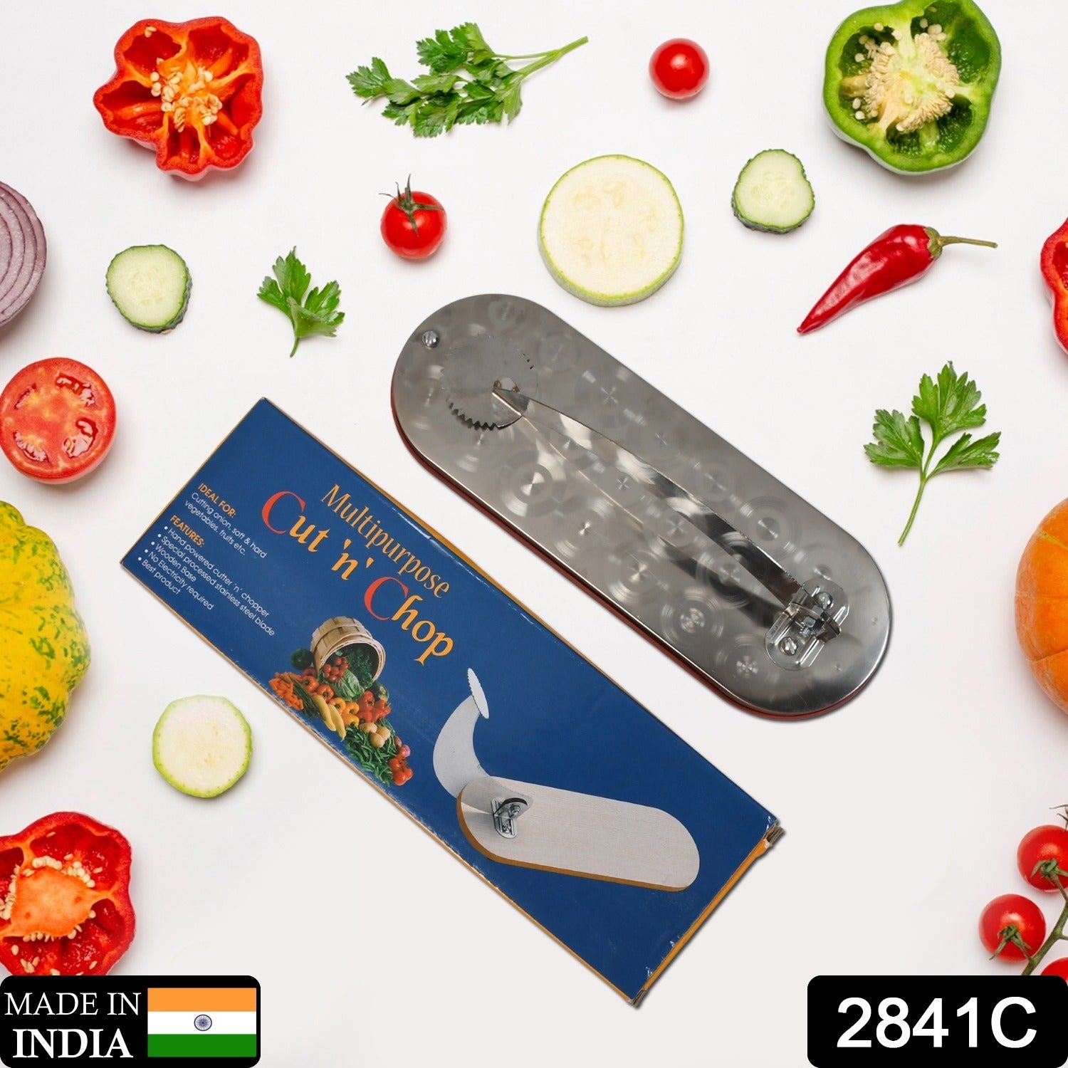 2841c Steel Vegetable Cutter Premium Quality Cutter For Fruit  Vegetable  Meat Cutting Use ( Color Box )