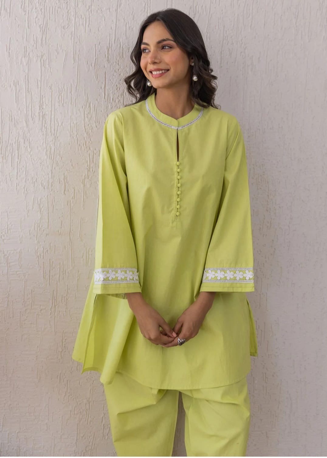 Premium Cotton Top Including Beautiful Potly Button Work